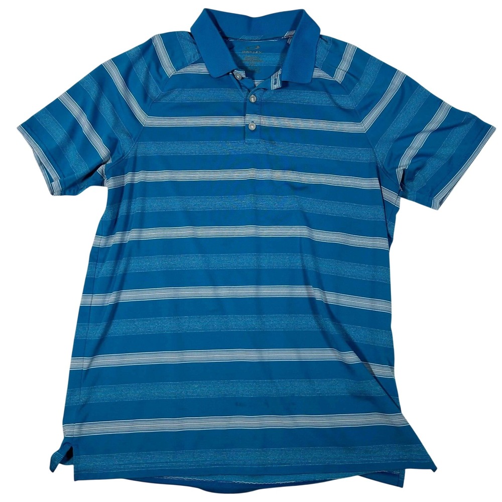 Oakley Golf Polo Shirt Striped Performance Athletic Blue Mens Size M